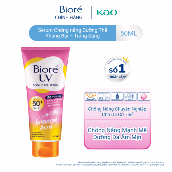 Chống nắng toàn thân sáng da Bioré UV Body Care Serum 3X Protection