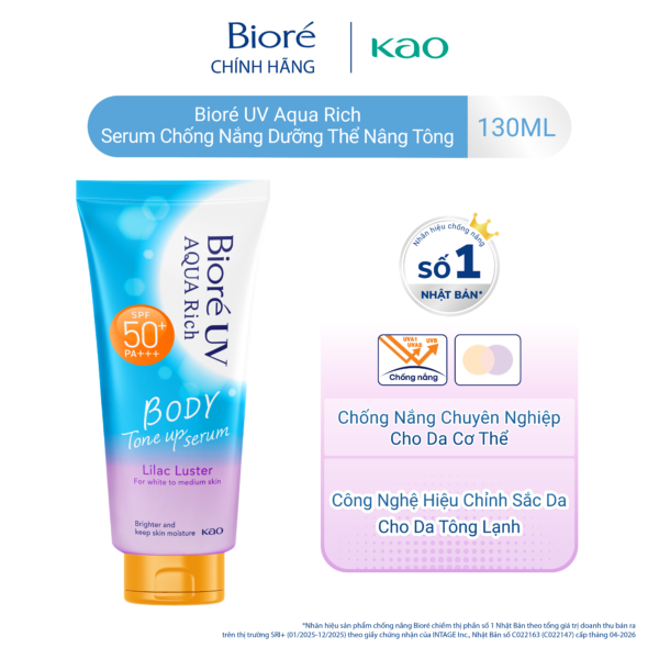 Bioré UV Aqua Rich Serum Chống Nắng Dưỡng Thể Nâng Tông Lilac Luster